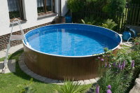 Каркасный бассейн сборный, AZURO 403DL, 5,5 х 1,2 м, круглый, цвет стенки: под дерево, пленка swirl. Mountfield Чехия  3EXB0055