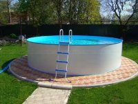 Каркасный сборный морозоустойчивый бассейн Summer Fun круглый-rund 4,5 х 1,2м Chemoform Германия (скиммер + форсунка) 4501010164KB