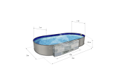 Каркасный бассейн морозоустойчивый Лагуна стальной (Гигабасс) 4 х 2 х 1.5м овальный (вкапываемый) цвет Платина.ТМ868/400200