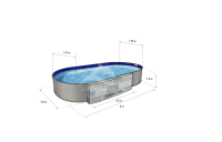 Каркасный бассейн морозоустойчивый Лагуна стальной (Гигабасс) 6 х 3.5 х 1.5м овальный (вкапываемый) цвет Платина.ТМ873/600350
