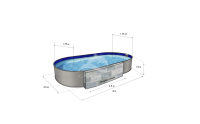 Каркасный бассейн морозоустойчивый Лагуна стальной (Гигабасс) 8 х 3.5 х 1.5м овальный (вкапываемый) цвет Платина.ТМ877/800350