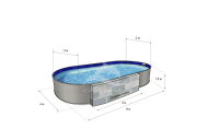 Каркасный бассейн морозоустойчивый Лагуна стальной (Гигабасс) 8 х 4 х 1.5м овальный (вкапываемый) цвет Платина. ТМ608/800400